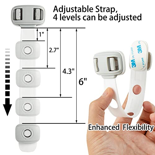 Onlyfu 8Pcs Child Safety Strap Locks, Baby Cabinet Locks With 3M Adhesive, Adjustable Multi-Functional Drawer Lock Child Proof Safety Refrigerator Door Lock Kitchen Oven Toilet Locks No Drilling #TOP2