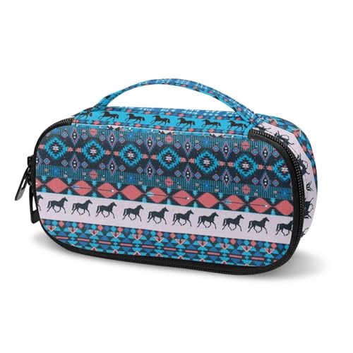 Tomeusey Trousse de voyage pour insuline motif cheval aztèque, accessoires pour diabétiques et stylos pour diabétique, bandelettes de test de glycémie, accessoires universels pour diabétiques pour
