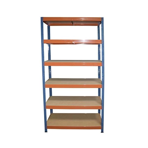 shelfplaza® 200x120x50cm Profi Schwerlastregal blau-orange / Metallregal mit 6 Böden à 166kg Tragkraft / Kellerregal… – Bild 3