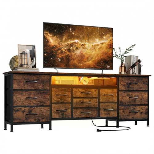 Festisoul 63" Long TV Stand Dresser with 12 Fabric Drawers