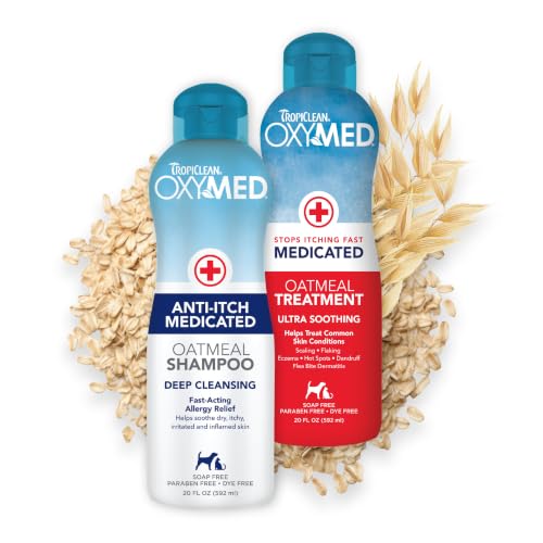 TropiClean OxyMed Medicated Dog Shampoo and Conditioner Set, 2 Pack