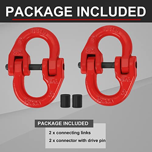 BLACKHORSE-RACING 2PC 1/2 inch Tow Hitch Hammer Lock Safety Chain Connector Link Hammerlock Coupling Link Grade 80, 12000 Lbs Loading,Red - Thumbnail 7