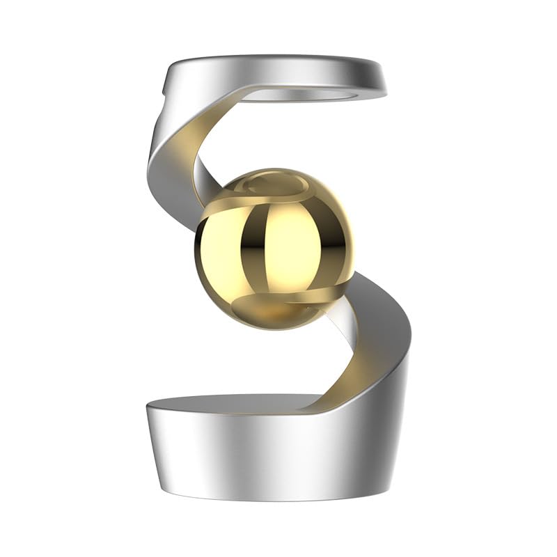 Gravity Defying Kinetic Desk Toy, Levitating Desk Toy, Spinning Desk Toy, Kinetic Spinning Desk Toys, Optical Illusions Toys, Desktop Gyroscope (Silver+Golden)