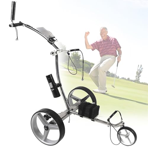 SXXZYAZJ Electric Golf Push Cart with Remote Control, Lightweight Electric Golf Trolley, Folding Electric Golf Cart, Capacity 30kg, 9-Speeds, 12km/h, Twin Motors, Suitable for All Terrains