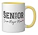 Senior 2026 Drum Major Mom 2026 Marching Band Graduation Ceramic Mug, Yellow/White