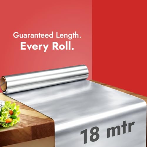 Image of Claret Food Grade Aluminium Foil Roll | 18 Meter | Kitchen Foil for Wrapping Roti Snacks Tiffin | Durable and Hygienic Foil Paper (Pack of 1)