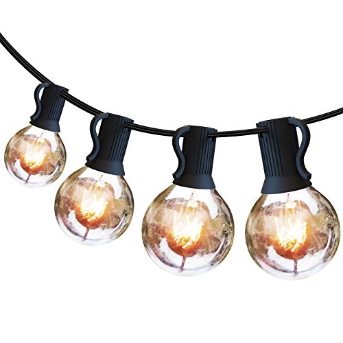 PARTPHONER Outdoor String Lights, 25Ft G40 Globe Patio Hanging Lights with 27 Edison Clear Bulbs(2 Spare), Waterproof Connectable Porch Lights for Bistro Garden Backyard Balcony Wedding Party Decor