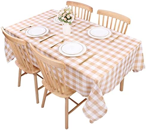 Round Gingham Tablecloths Polyester 60 Inch Diameter, Checkered Table Cloth Antiwrinkle for Home and Party Festive Decorations, Fabric Plaid Tablecloths(Red and Black)