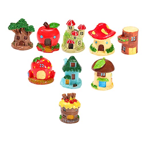 Toyvian 9pièces Mini Cabane Arbres Résine Décoration De Petite Maison pour Jardin Miniature Accessoire Photo