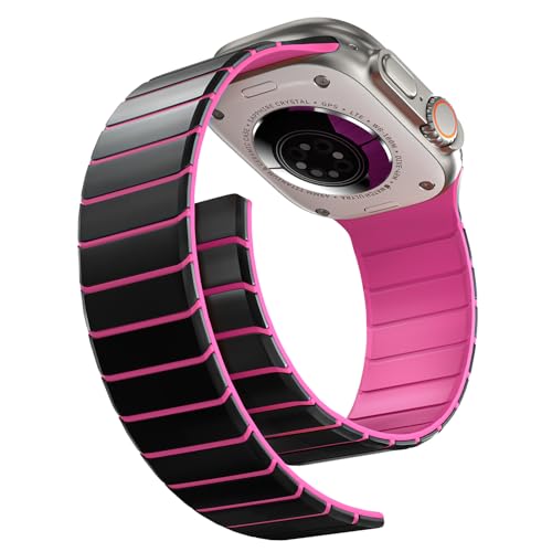 Image of X-it Magnetic Watch Band for Apple Watch Ultra 49mm, 46mm /45mm /44mm, Soft Silicone Sport Strap with Strong Magnet for Men and Women, Compatible with Apple Watch Series 11 /10 /9 /8 /7 /6 /5 /4 /3 /2 /1 and SE