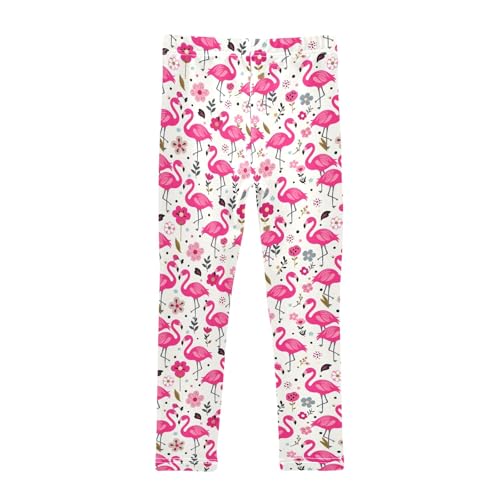 senya Girls Printed Leggings Yoga Pants Flamingo Flower Pattern for Kids in 4t to 10 Years, 4T2
