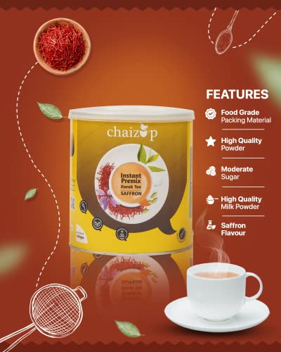 Image of Chaizup Premium 1 Min Instant Saffron Tea Premix - 500g Can | Saffron Flavours | Approx. 35 Servings | 500g