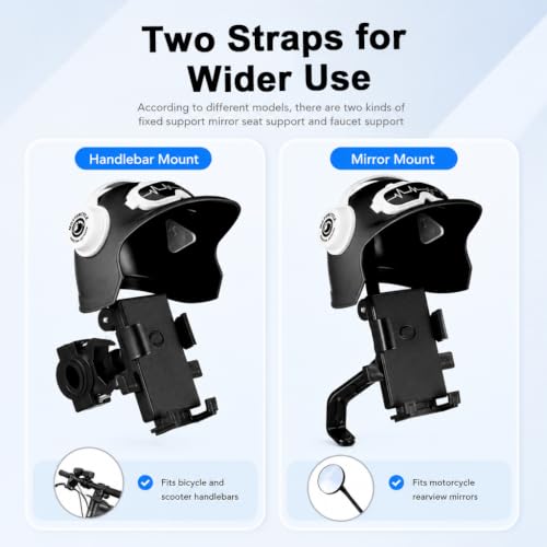 Image of STHIRA Motorcycle Phone Holder with Sunshade Rear Mirror Mount Tool