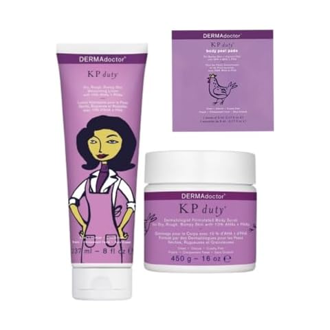 DERMAdoctor KP Bump Eraser Scrub & Peel Pads Kit | Exfoliating Treatment for Dry, Rough, Bumpy Skin and Keratosis Pilaris with 10% AHAs, BHAs + PHAs | Includes Body Scrub and 10 Peel Pads Cover