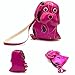 Handmade Genuine Leather 3D Animal Dog Coin Purse with Removable wrist strap (Pink)