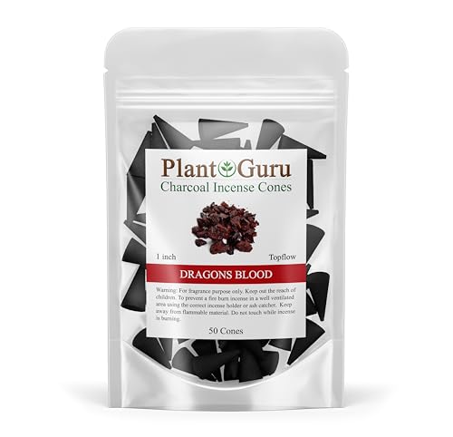 Dragons Blood Charcoal Incense Cones 1' TOPFLOW - 50 Pack - Natural Scented Cones Handmade Hand Dipped
