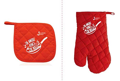 Set Guanto e Presina da cucina 'In amore vince chi...