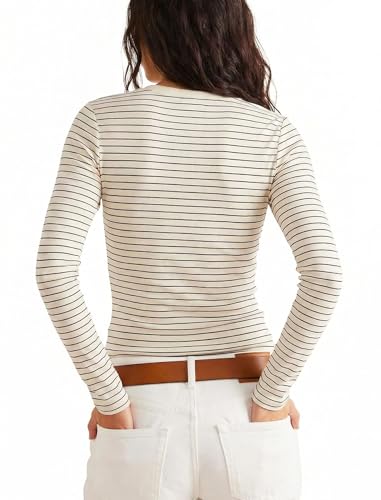 Image of Prettywear Long Sleeve Henley Shirts for Women Fall Basic Tee Tops
