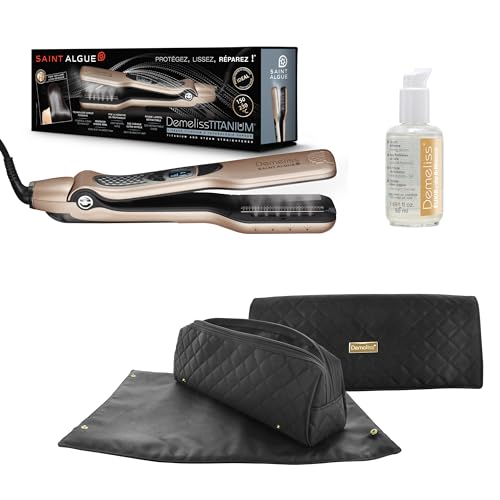 Lisseur Vapeur Demeliss TITANIUM Saint Algue, coffret prestige pour cheveux soyeux