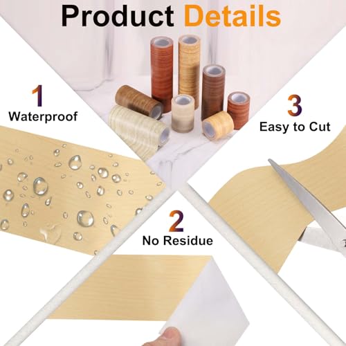 Image of PATIKIL Wood Grain Tape 2 inch x 32 ft, Self-Adhesive Wood Texture Repair Tape Realistic Wooden Effect Patch for Furniture Cabinets Floor Walls, Yellow Fir