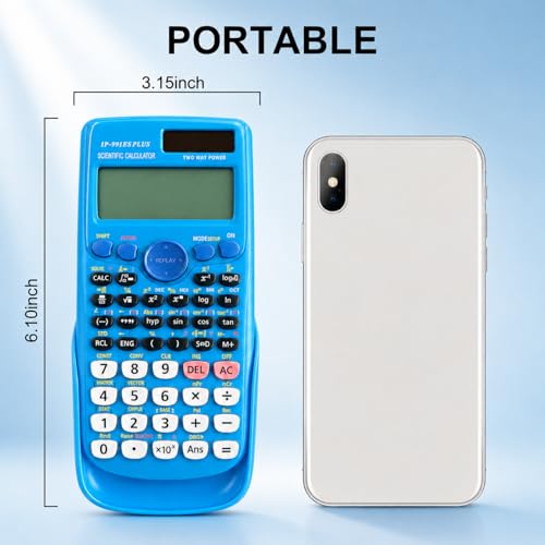 Image of IPEROT Scientific Calculators,Solar Blue Scientific Calculator 417 Function | Desktop Math Calculators School Supplies Suitable for High School and College Students Algebra and Other Math Textbooks,