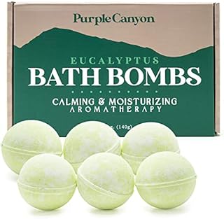Purple Canyon Eucalyptus Bath Bombs for Women | Energizing Mint and Eucalyptus Bath Bomb with Natural Essential Oils | Gift Set of 6