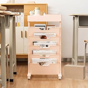 Myxjx MYXJX Bücherwagen auf Rädern