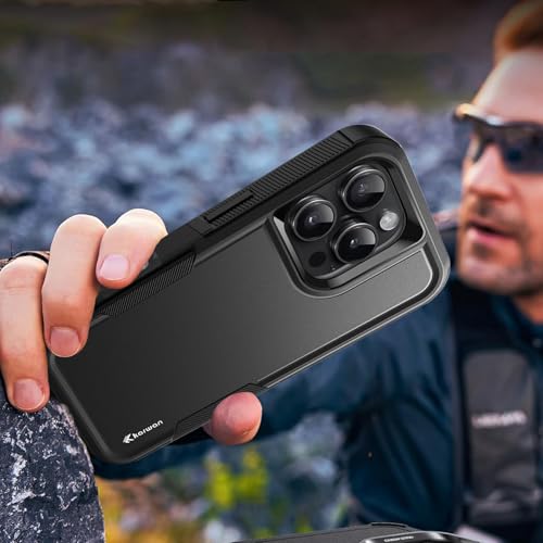 Image of KARWAN Shockproof Back Case Cover Compatible with iPhone 16 Pro, Heavy Duty Case with 360 Degree Camera Protection, Dual Layer Rugged Bumper Protection Cover with Matte Finish (Black)