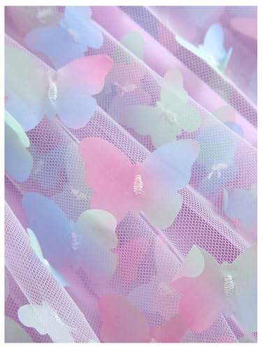 GORGLITTER Girl's Butterfly Mini Dress Cute Sleeveless Stappy Mesh Swing Flowy Summer Formal Easter Sun Dresses 20254