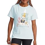 Ripple Junction Corona Women's Short Sleeve T-Shirt Find Your Beach Slogan Mexican Beer Juniors Loose Boyfriend Fit Lt Blue M