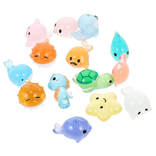 HOMOBABE 14 Piezas Adornos de Animales Marinos Luminosos Decorativo decoración Fondo de Peces pecera Adorno de Animales Marinos bajo el Agua Escultura Animal Marino Resina