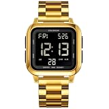 zolohoni Mens Digital Watches for Men Waterproof Gold Square Wrist Watch