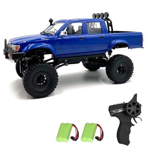 JUNENTER RC ���b�N �N���[���[ WPL C64-1 RC �g���b�N�A1:16 �X�P�[�� 2.4GHz �����[�g �R���g���[�� �g���b�N�A4WD �S�n�`�I�t���[�h RC �N���[���[�ALED ���C�g�Ƒ�l�p 2 �̏[�d���o�b�e���[�t�� (�u���[)