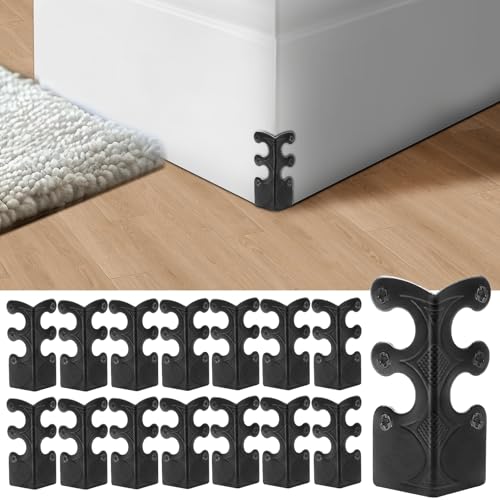 Image of 15PCS Solid Brass Skiffers Board Corner Protectors, Skirting Baseboard Corner Bracket, Vintage Metal Corner Safety Protector, Decorative Cover, Black, 15 Pack