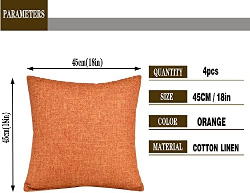 GONOVE Cushion Cover,4 Pack 45×45cm Linen Cotton Pillowcase Vintage Style Square Throw Pillow Covers Decorative Cushion Covers for Sofa, Couch, Bed, Bench