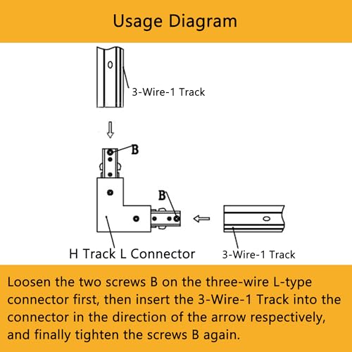 Yuemegou H Track L Connector H Type Single Circuit 3-Wire-1 Track Lighting Accessories for H Track System Track Lighting Kit