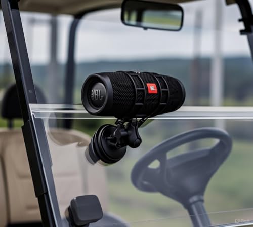 Anchored Mounts ProMount Suction Bluetooth Speaker Mount Fits All Speaker Sizes - Compatible: Golf Cart Boat UTV Car - Adjustable Straps - Heavy Duty Suction Cup (30lb+) - 1 Ball Mount
