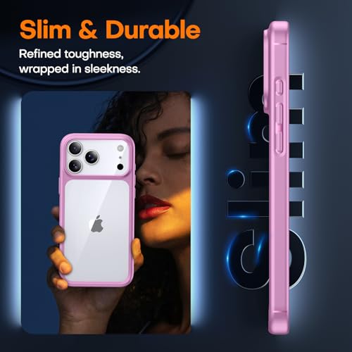 Image of TAURI for iPhone 17 Pro Case, with Screen Protector, Pink | Full Camera Protection, Anti-Yellowing Military-Grade Protection Shockproof Slim Phone Case for iPhone 17 Pro