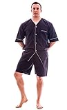 Up2date Fashion Men's Woven S/S Pajama Set with Shorts (Large, Charcoal)