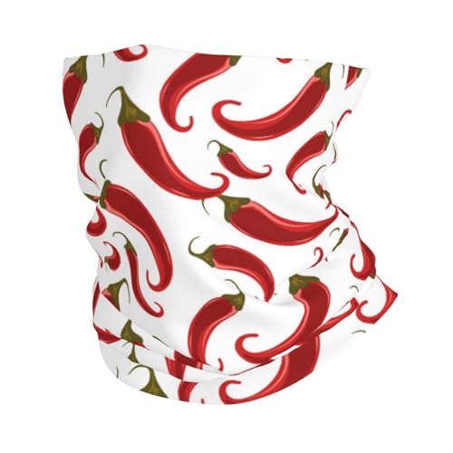 TZTTZT - Polainas de cuello rojo con chile y pimienta para hombres y mujeres, bufanda para la cabeza, máscara para el cuello, pasamontañas