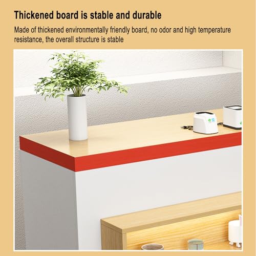 Modern Reception Counter with Storage Space Double Tier Checkout Desk for Commercial Use Standing Reception Desk for Businesses Stylish Cashier Counter