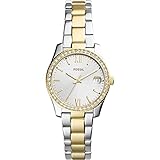 Fossil Damenuhr Scarlette Mini, Quarzwerk, 32mm 2T Silber/Gold Edelstahlgehäuse mit Edelstahlarmband, ES4319