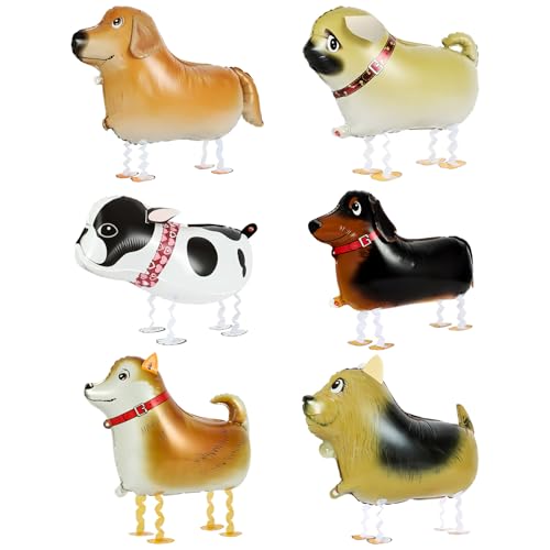 OSDUE Animaux de ballon en aluminium, 6 Pièces Chien Ballon Helium Animaux Marchant Ballons de Décoration d'animaux Décorations Gonflables Ballons