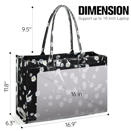 Image of KALIDI PVC Tote Bag Women's Kraft Paper Work Handbags Purses with Top Handle