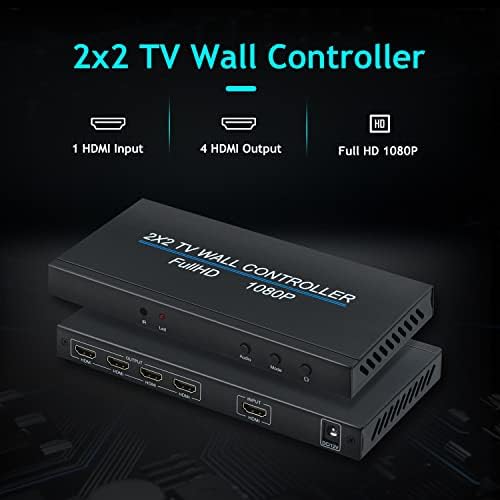 Mcbazel HDMI Video Wall Controller Splitter 2X2 TV Wall Controller with 1 Input to 4 Outputs
