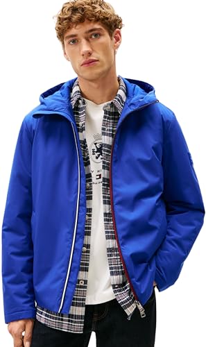 Tommy Hilfiger Herren Windbreaker Jacke Hooded Leicht, Blau (Wedge Blue), L – Ansicht 1
