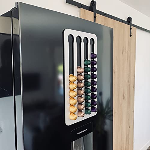 PODY® • Support, Rangement pour capsules, dosettes de Café • Aimanté • Compatible Nespresso Classique • Aluminium composite argenté