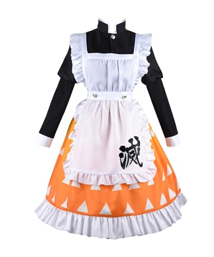 MaYng Disfraz de anime Agatsuma Zenitsu para mujer, uniforme de Lolita, vestido delantal, fiesta de Halloween (XL)
