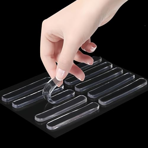 20PCS Clear Protector Strips, Door Wall Bumpers Stopper, Self Adhesive Cabinet Pads Sound Dampening, Cupboard Drawer Cushion Guards, Desk Protective Soft Quiet Cushioning for Furniture Kitchen