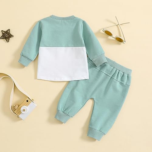 Toddler Baby Boy Outfits Long Sleeve Pocket Sweatshirt Solid Pants Infant Fall Winter Clothes Set3